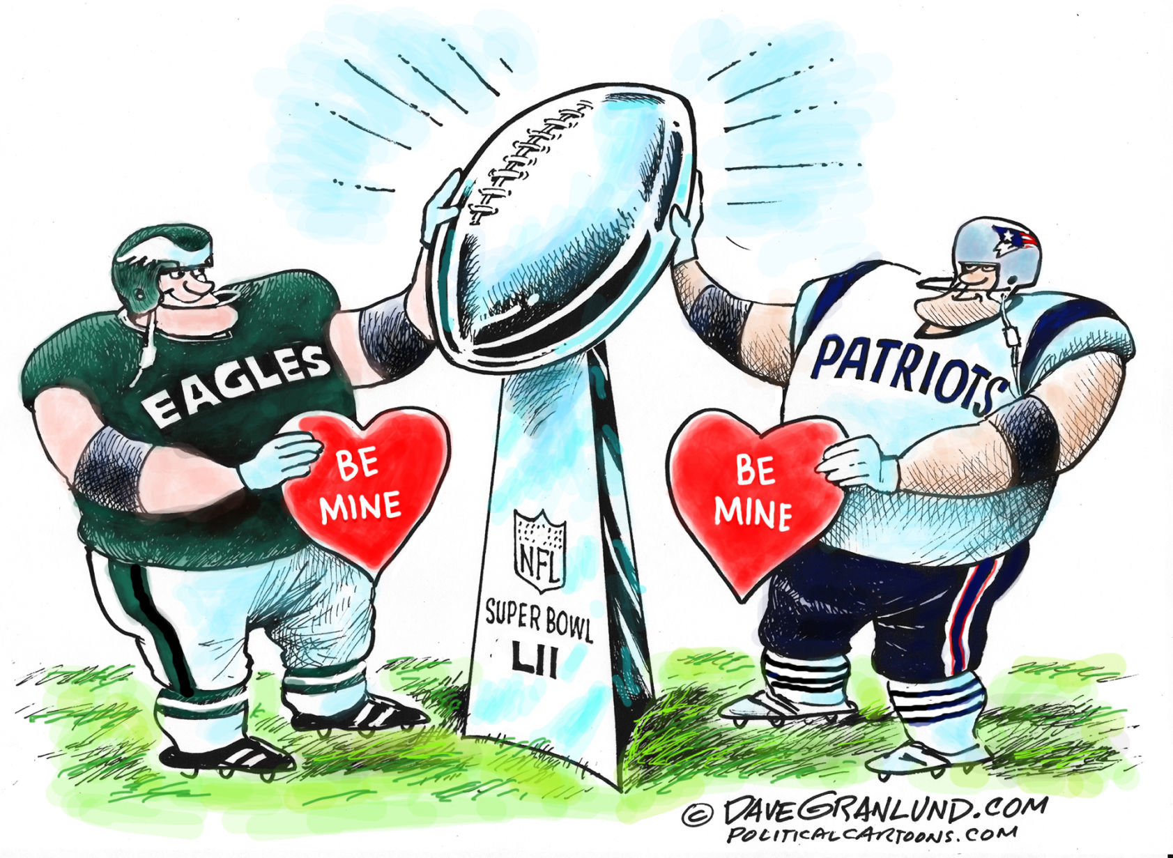 Super Bowl LII Eagles vs Patriots by Dave Granlund, Politicalcartoons.com